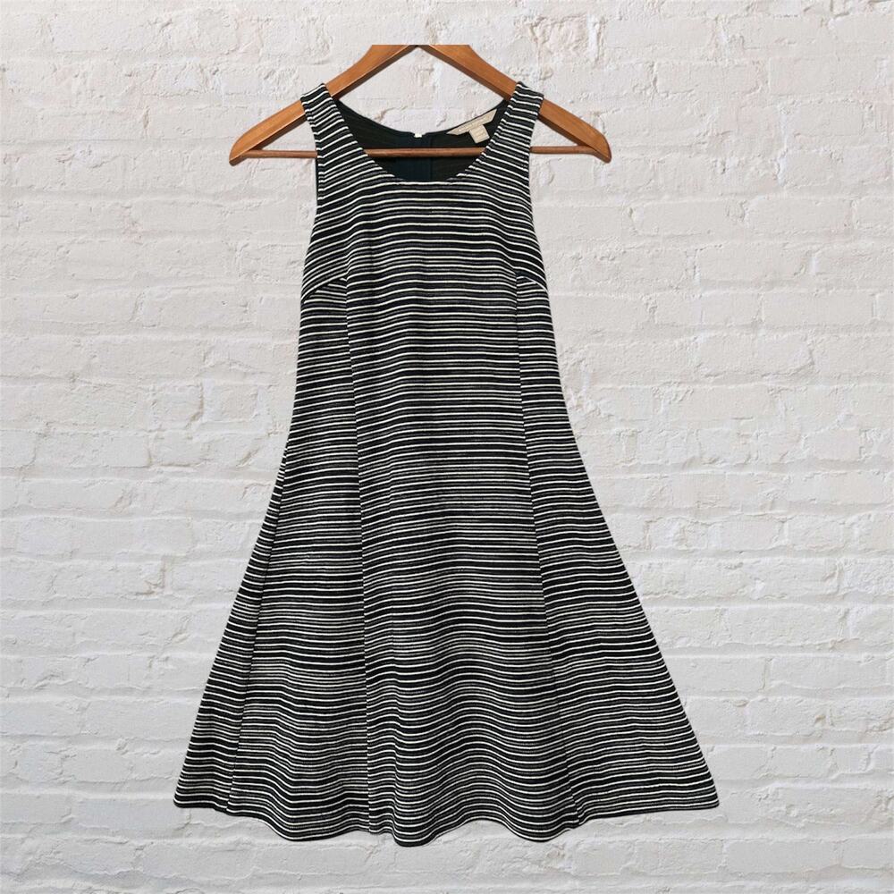 Banana Republic Navy White Striped Sleeveless Fit & Flare Zipper Dress 00P